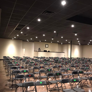 Theater Seating & sound stage in back