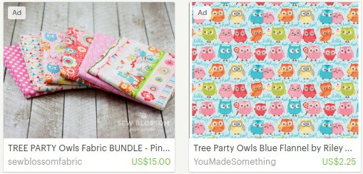 pink owl fabric