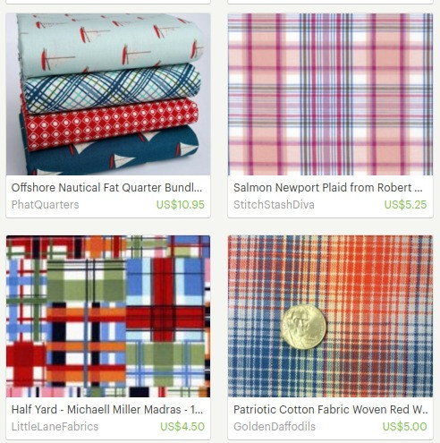 Nautical plaid fabric to make the fat quarter tote bag