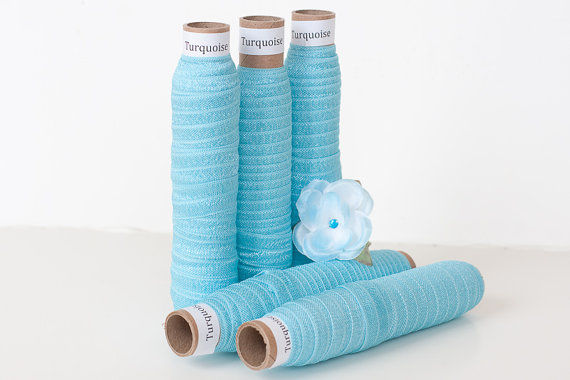 Turquoise - Fold Over Elastic - Solid FOE - 5/8" Wide - 5 Yards Wholesale