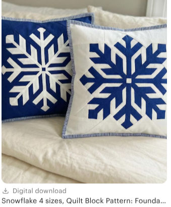 Snowflake 4 sizes, Quilt Block Pattern: Foundation Paper Piecing (PDF Download)
JoeJuneandMae