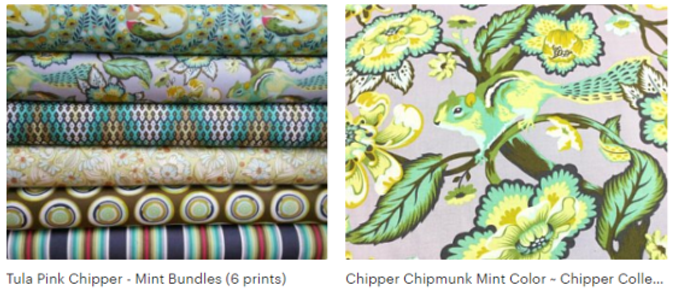 Tula pink chipper mint fabric bundles _ Etsy CA