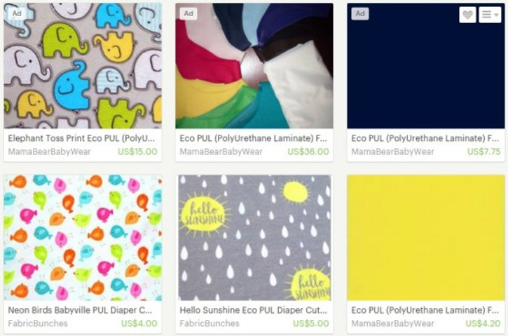 Sew with PUL fabric by the yard for zippered wet bags and pouches.