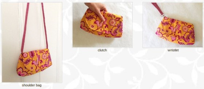 pink peony purse sewing pattern features