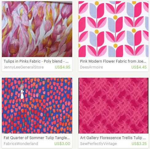 tulips fabric for sewing bags
