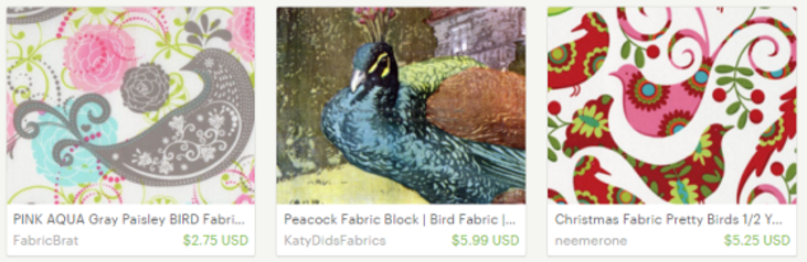birds fabric to sew purses, bags and pouches featured at patternpile.com