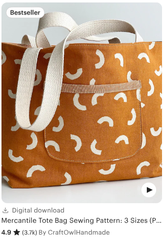 Mercantile Tote Bag Sewing Pattern: 3 Sizes (PDF Pattern)
CraftOwlHandmade
