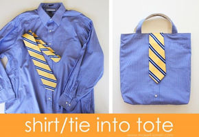 Shirt and Tie Upcycled to a Tote Bag – Free Sewing Tutorial