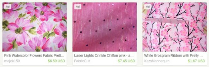Pretty pink fabric on Etsy for the Tied Handle Tote Bag sewing Project by my3monsters!