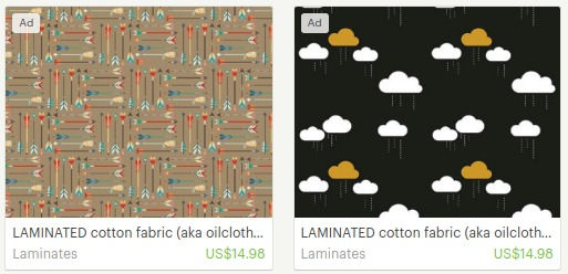 Oilcloth or laminated fabrics to sew bags
