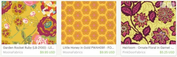 gold pink plum floral fabrics