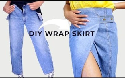 Convert Your Old Jeans to a Denim Wrap Skirt from Blueprint DIY