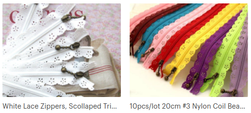 lace zippers for bags and pouches