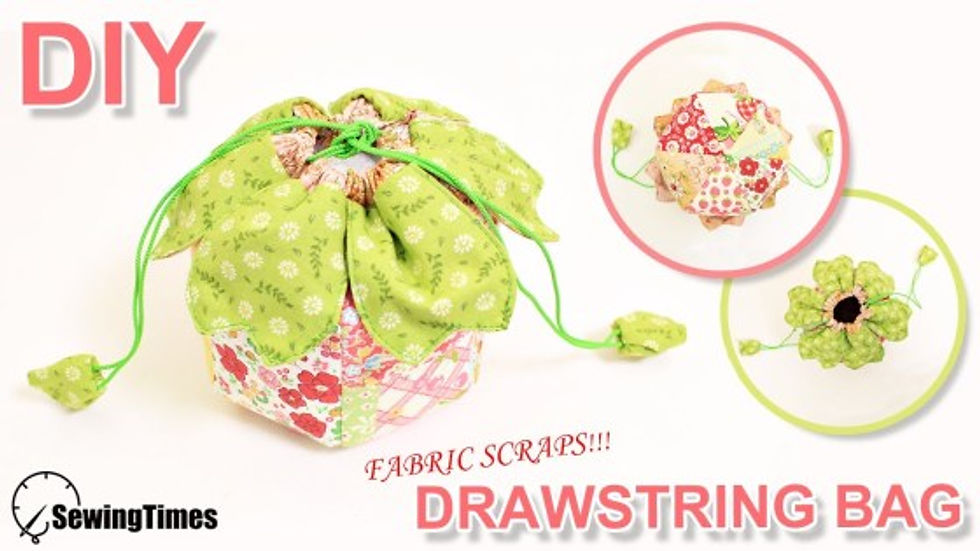 Sew Drawstring Spring Blossom Bags from Scraps