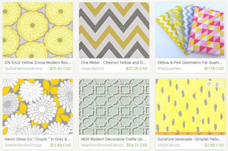 grey yellow modern fabric