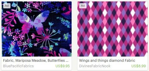 Pretty purple butterfly cotton fabric