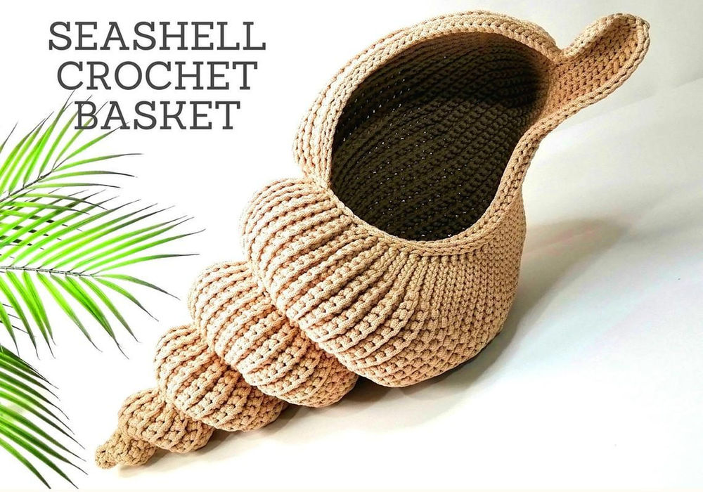 Coastal Crochet Seashell Basket