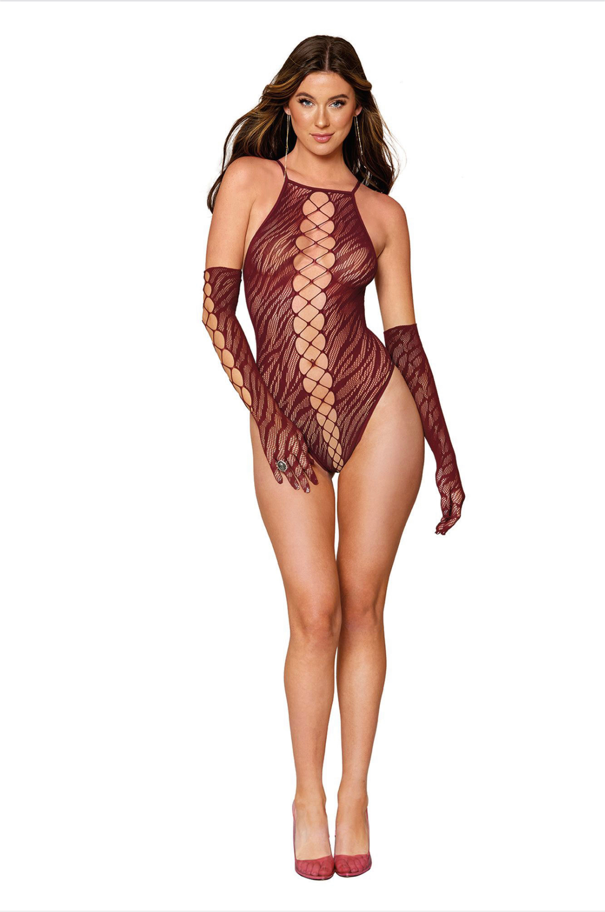 Zebra Fishnet Teddy