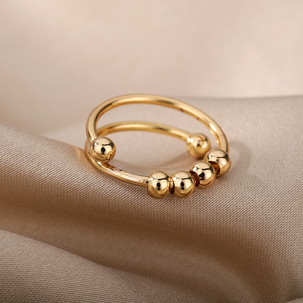 Thumbnail: Anxiety Balls Beads Rings for Women Open Spinner Adjustable Finger Ring Stainles