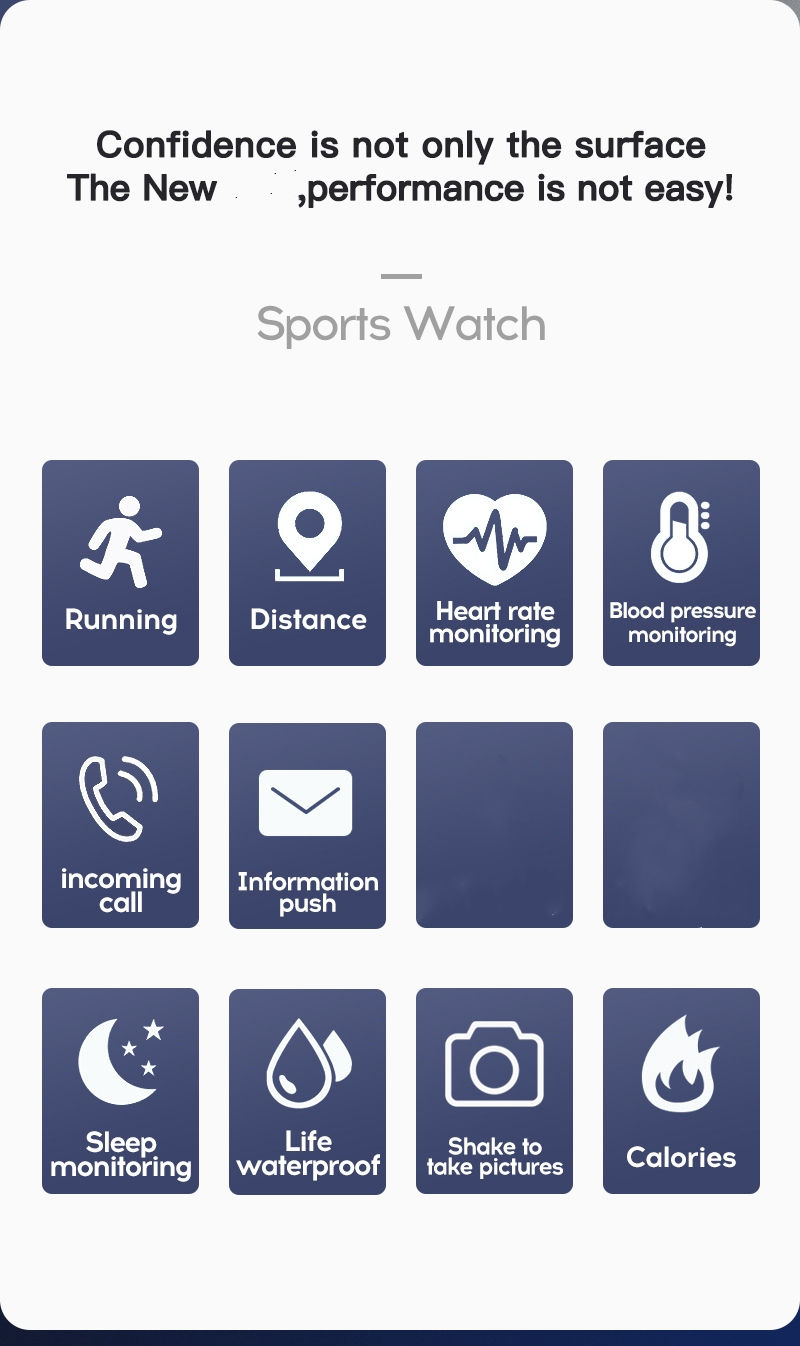 Thumbnail: Smart Watch For Women Men Wristwatch Bluetooth Connected Phone Player Music Fitn