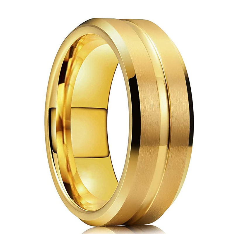 Fashion 8mm Red Groove Beveled Edge Stainless Steel Celtic Dragon Rings for Men