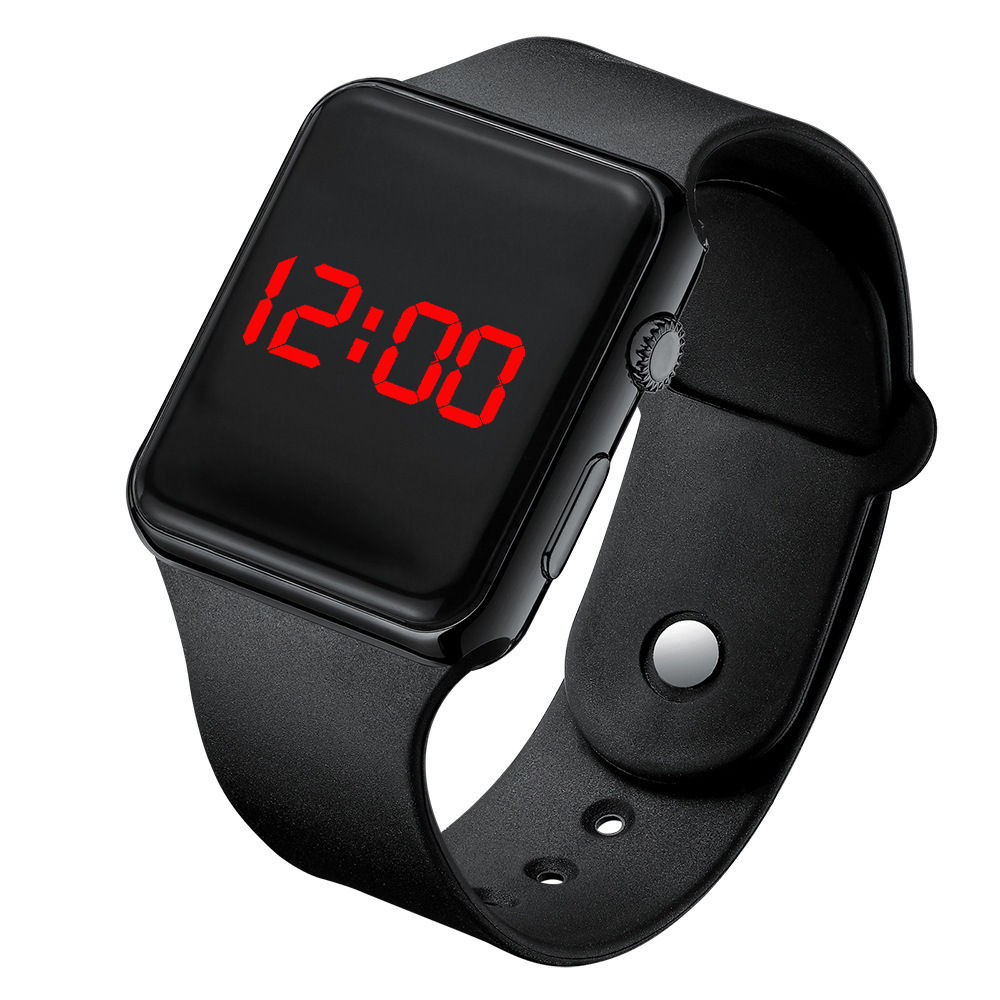 Simple Digital Watch for Men Women Fashion Sport LED Electronic Watch Black Sili