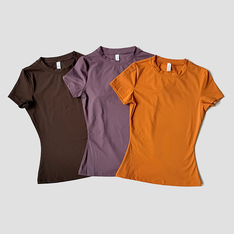 Thumbnail: Women Yoga Top Seamless Sport T Shirts Fitness Clothes Short Sleeve Yoga Shirt G