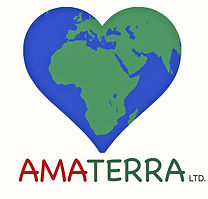 amaterra logo, a heart shaped earth representing love earth