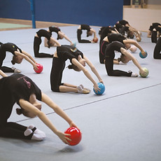 Gymnasts Practicing Routine
