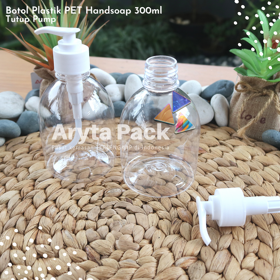 Botol plastik PET 300ml handshoap tutup pump putih susu
