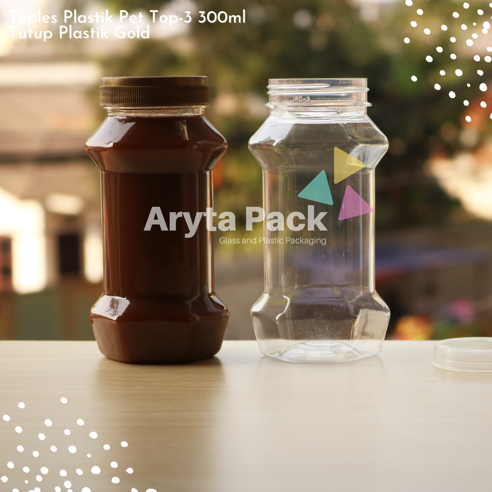 Toples plastik PET 300ml TOP-3 tutup gold