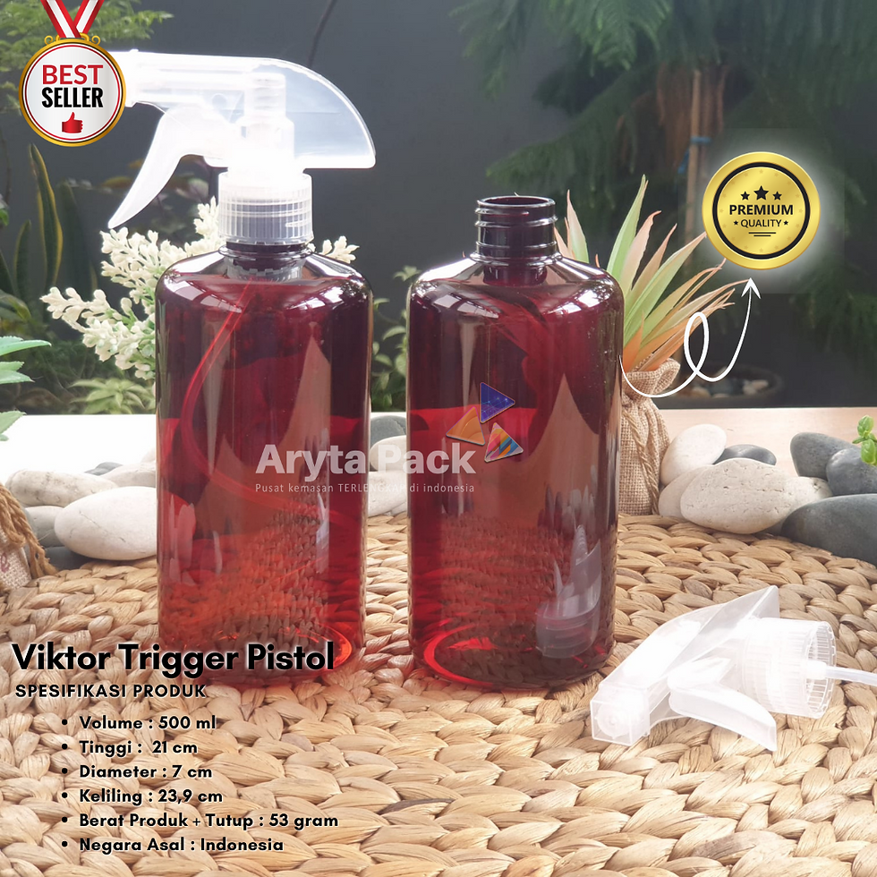 Jual botol plastik 500ml handsoap viktor coklat neck 28mm spray trigger