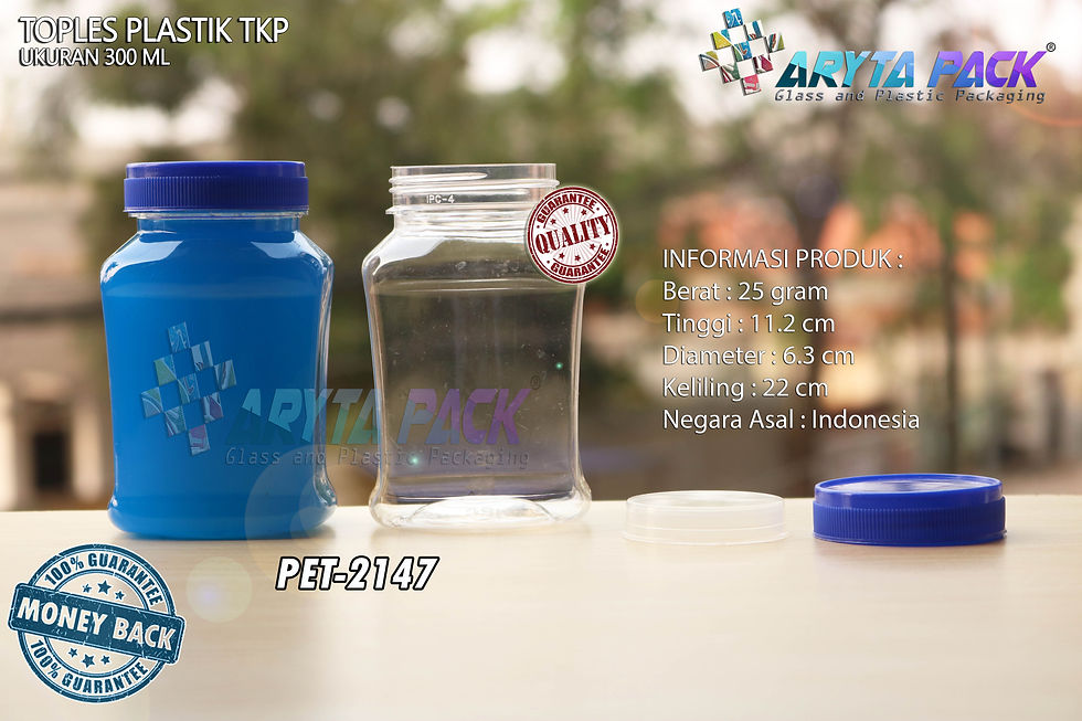 Toples plastik PET 300ml TKP-3 tutup biru