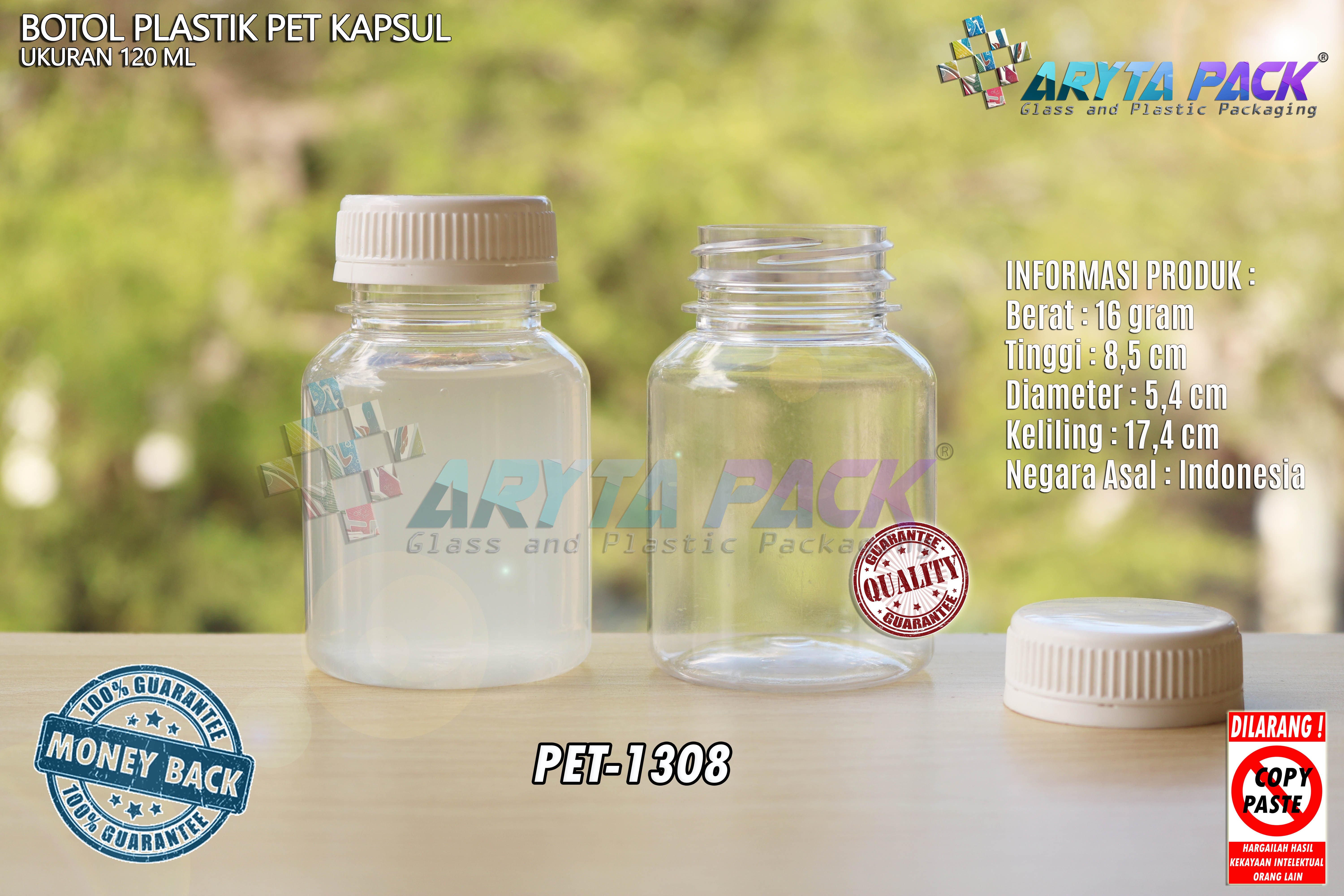 Jual botol plastik minuman 120ml kapsul tutup putih segel