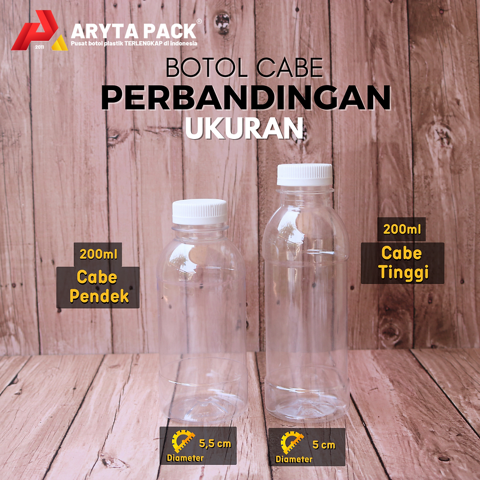 Thumbnail: Botol plastik PET 200ml cabe tinggi minuman mineral jus susu kopi tutup SN warna