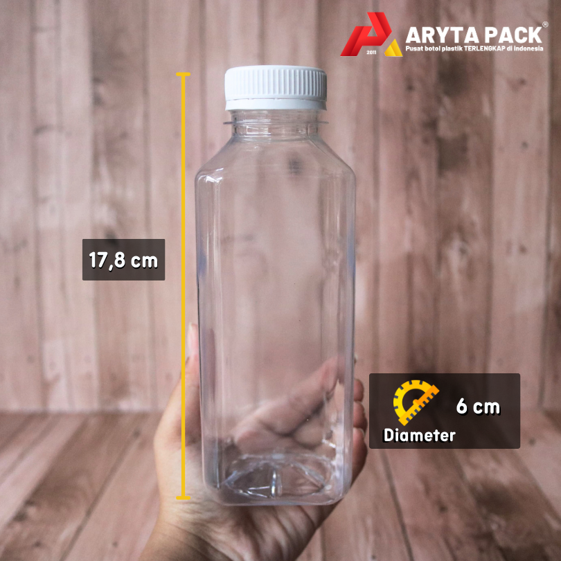 Thumbnail: Botol plastik minuman 500ml jus kale kotak tutup segel warna warni
