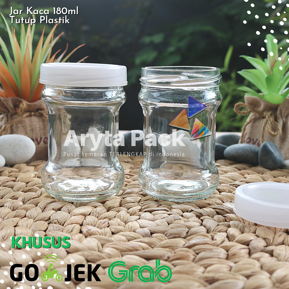 Thumbnail: Jar kaca 180ml tutup plastik putih second