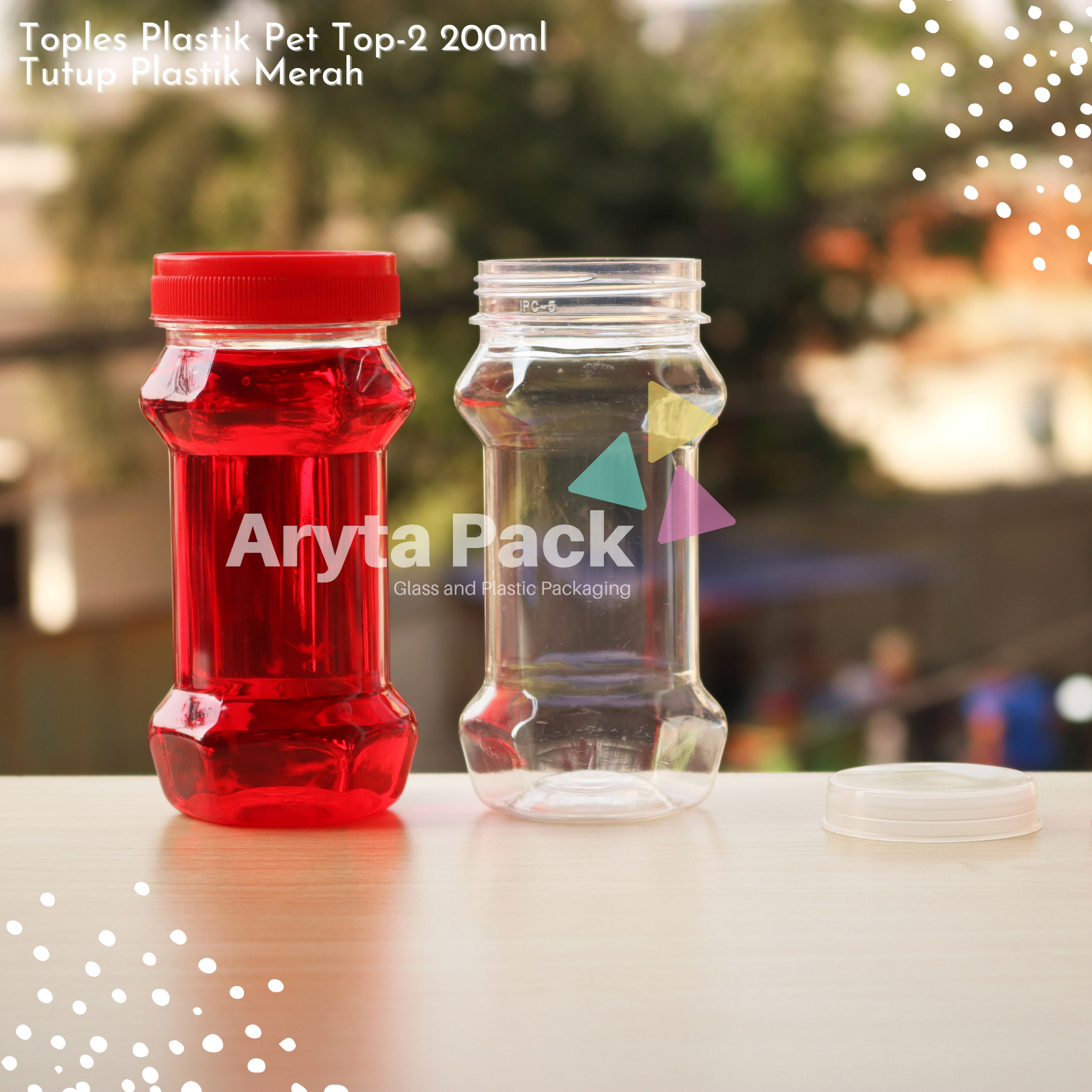 Toples plastik PET 200ml TOP-2 tutup merah