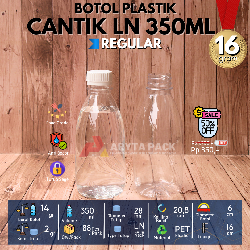 jual botol plastik PET 350ml cantik minuman jus susu kopi tutup LN warna-warni