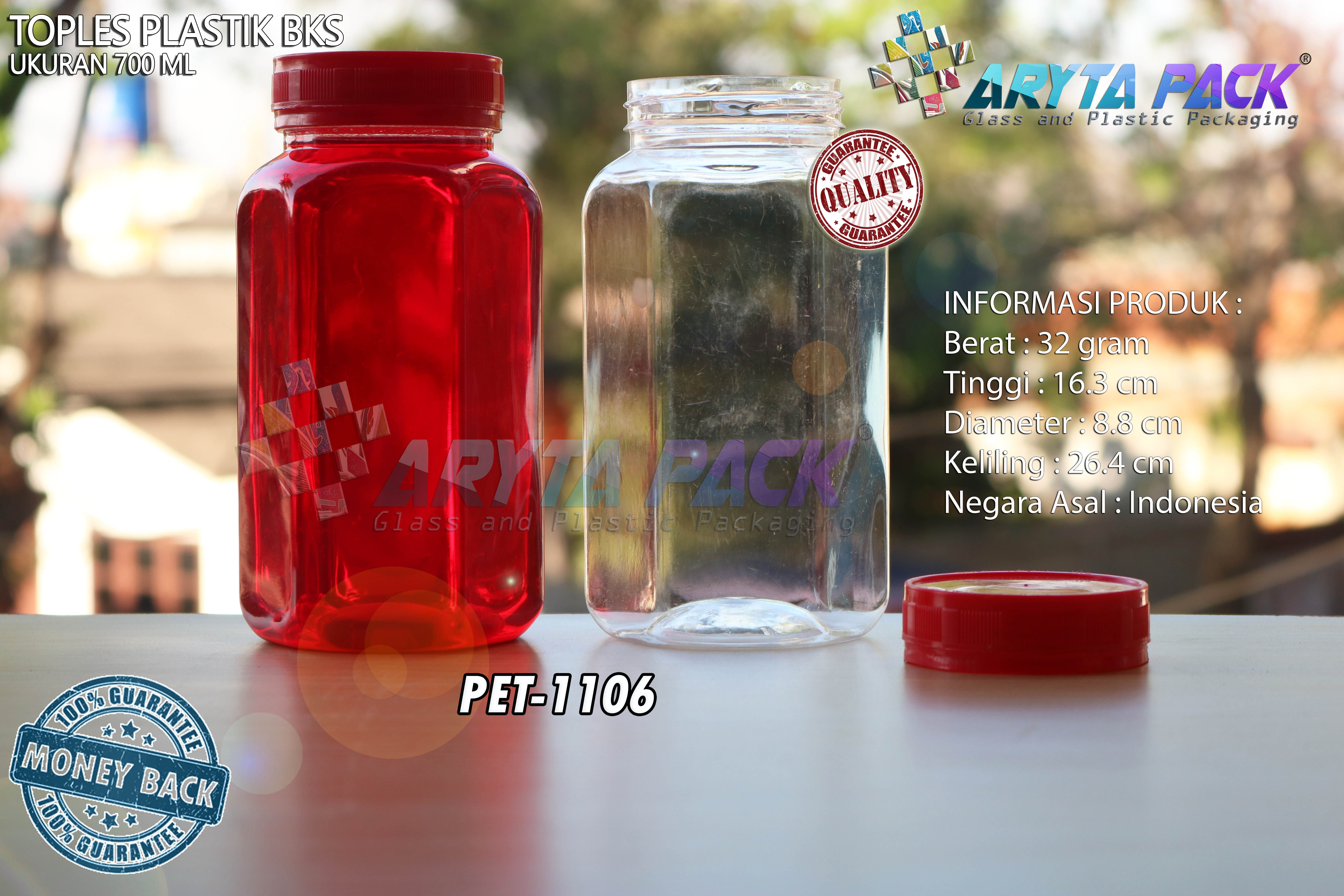 Toples plastik PET 700ml BKS tutup merah