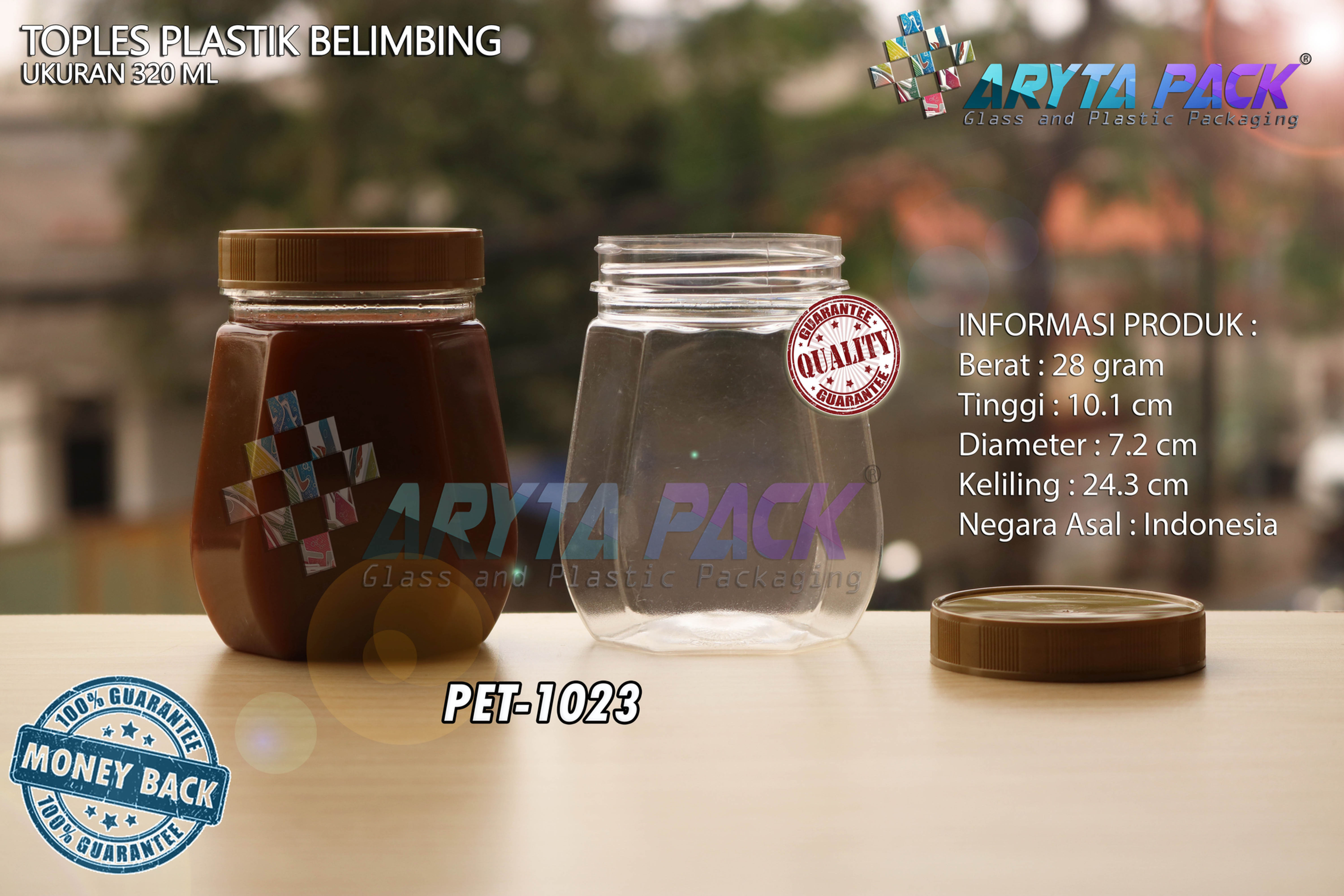 Toples plastik PET 320ml Belimbing tutup gold