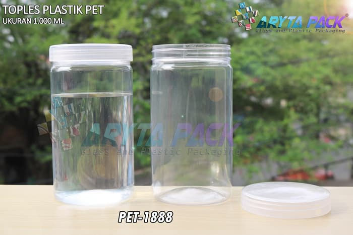 Toples plastik pet 1liter tutup ulir natural
