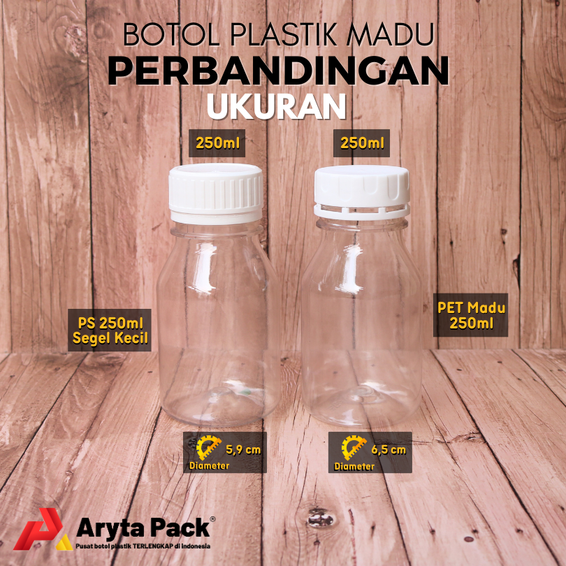 Thumbnail: Botol plastik PET 250ml PS tutup segel