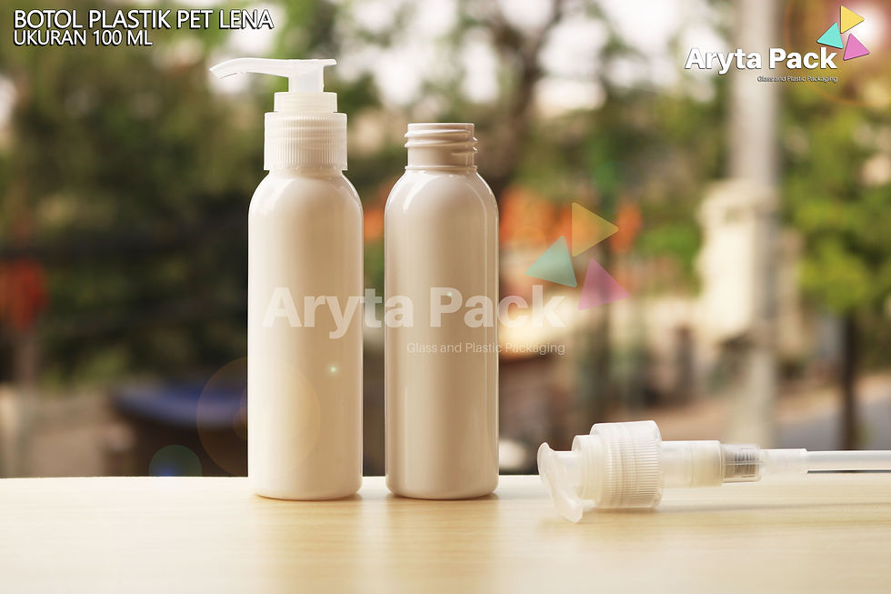Botol plastik PET 100ml Lena putih susu tutup pump natural