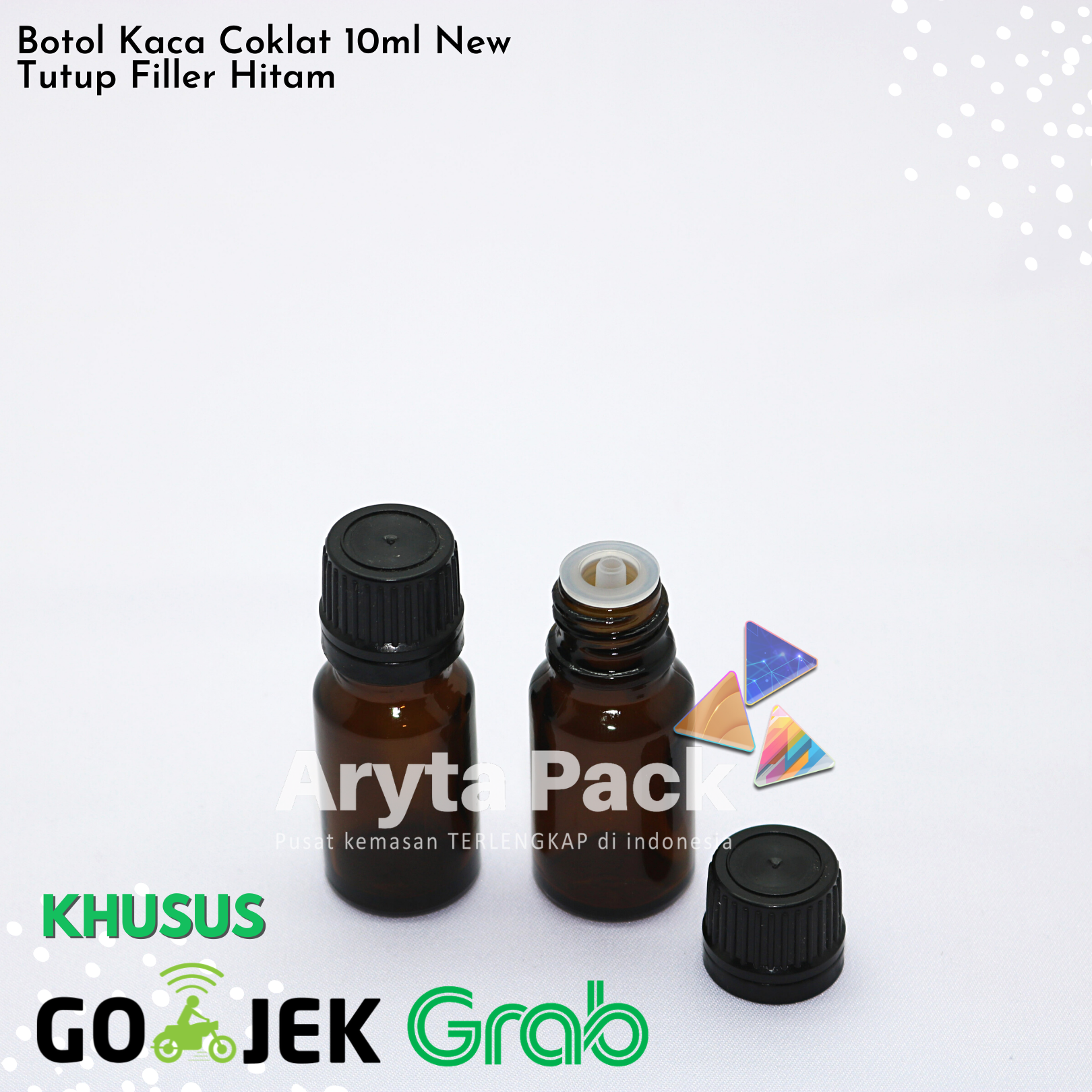 jual botol kaca coklat 10ml tutup filler hitam