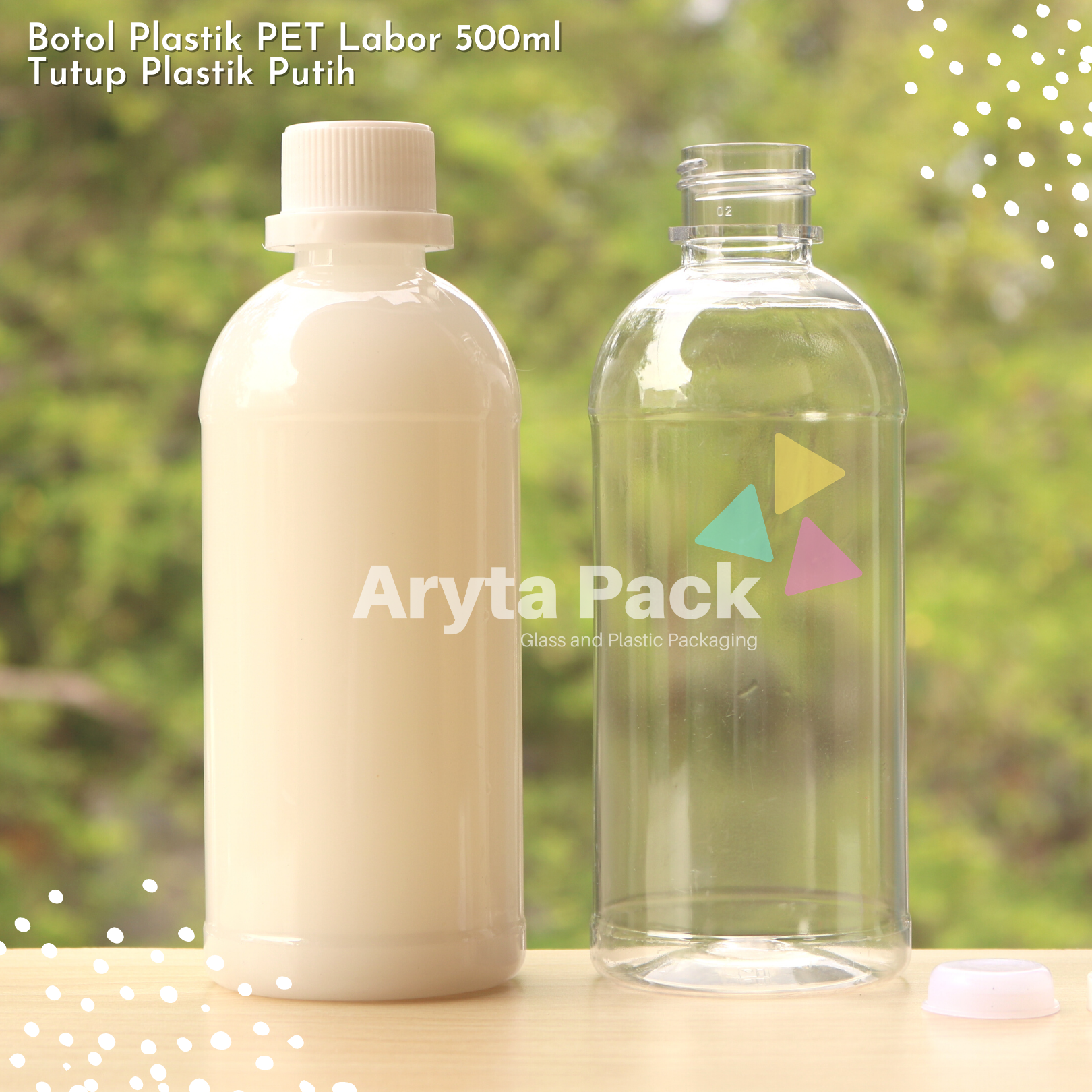 jual botol plastik PET 500ml labor tutup segel warna warni