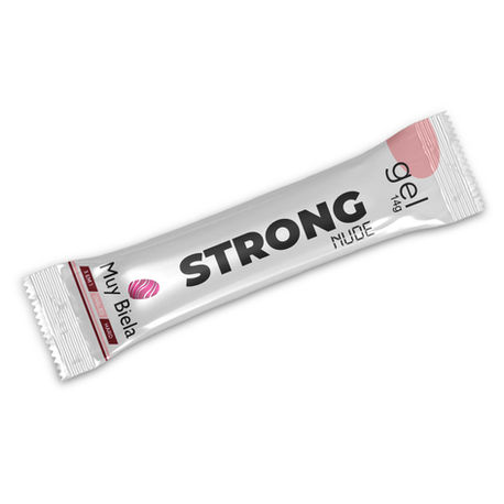 Embalagem de gel Strong com texto em destaque