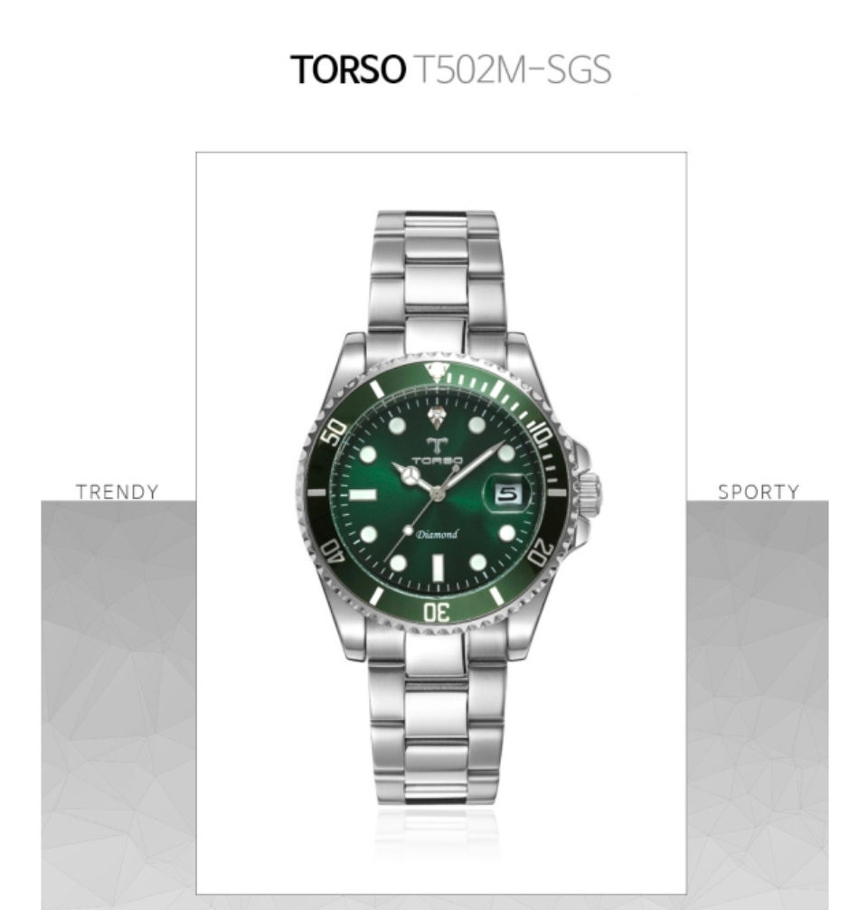 Миниатюра: Мужские наручные часы Torso T502M с металлическим корпусом и бриллиантами.