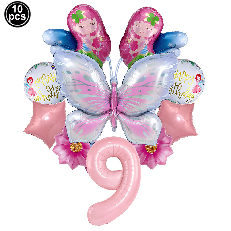 Thumbnail: Butterfly Fairy 32inch Pink Number Foil Balloon Girl Birthday Party Balloons Fai