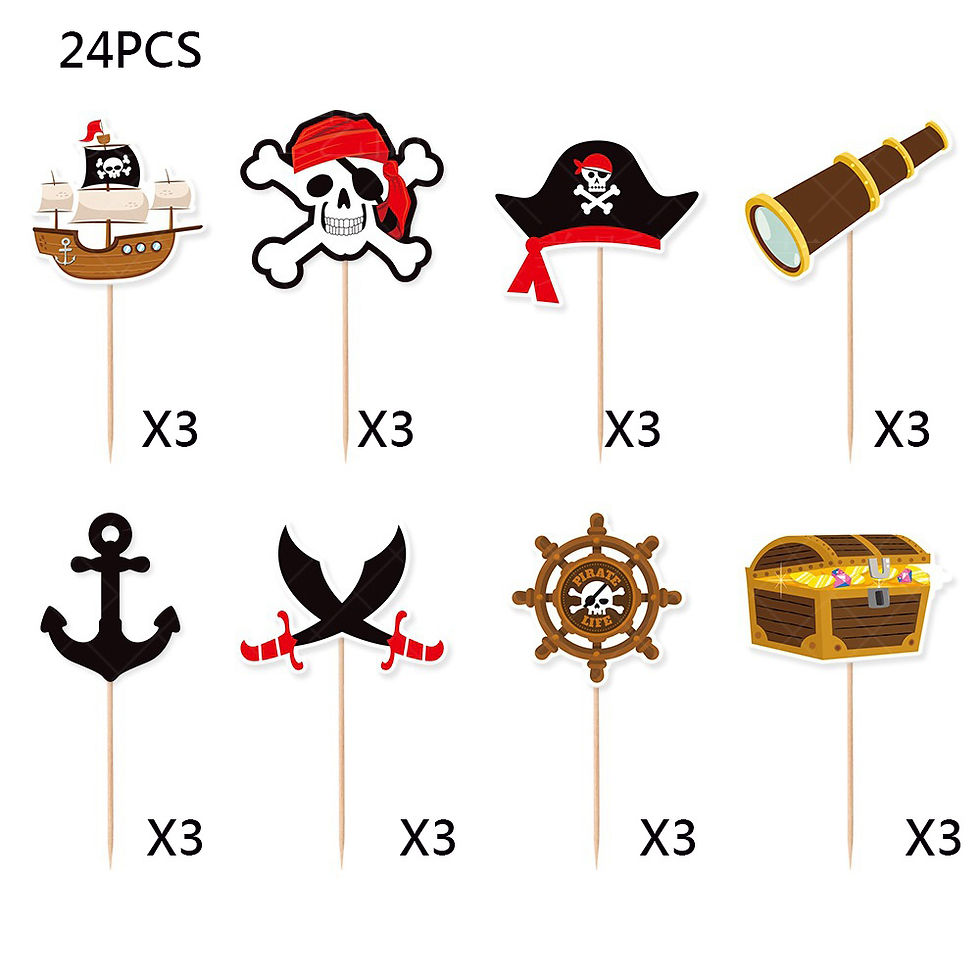Thumbnail: Pirate Birthday Cake Decorations Pirate CupCake Toppers Skull Cap Cupcake Picks 